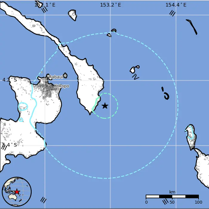 Estimated fatalities and losses for M6.1 quake near Papua New Guinea