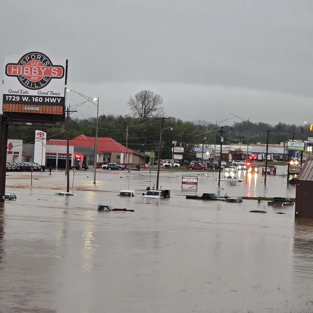 Floods in West Plains of Missouri on April 4, 2025. Image credit: Missouri Division of Fire Safety