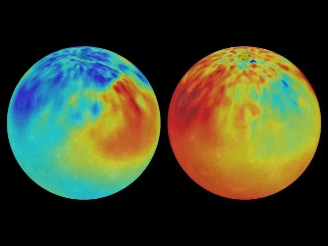 During its four-year mission, MESSENGER’s XRS instrument mapped Mercury’s chemical composition, revealing regions of striking diversity.
Image Credit: NASA/JHUAPL/Carnegie Inst. of Washington