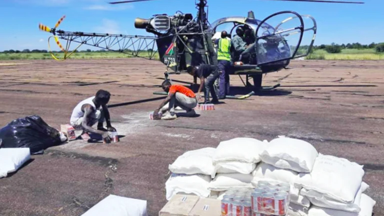 Supplies for flood victims being loaded in Namibia