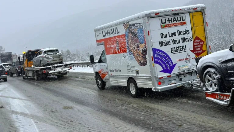 Tow companies taking vehicles that spun out on the I-70 on Friday, April 18, 2025