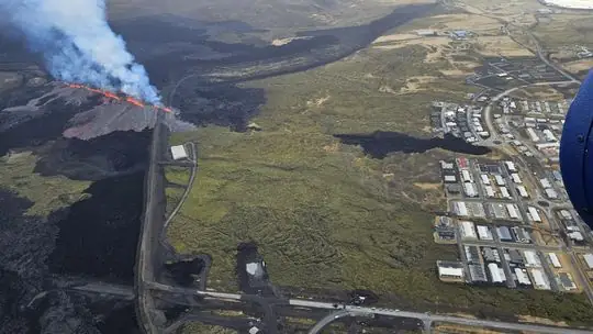 coast guard flight image shortly after eruption starts in iceland april 1 2025