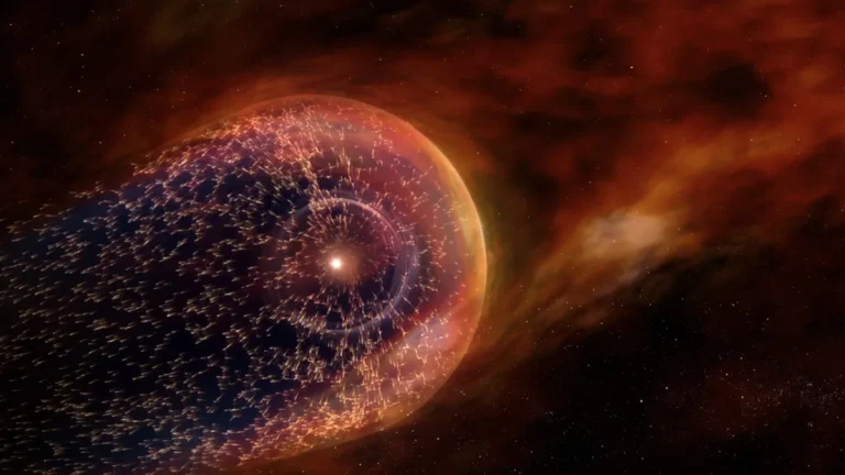 An artist's concept depicts the heliosphere. Image credit: NASA’s Goddard Space Flight Center Conceptual Image Lab