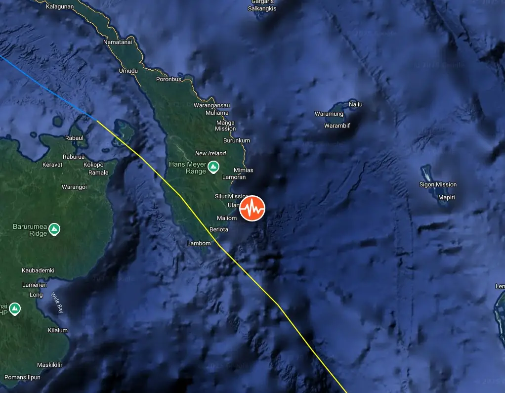 m6.1 earthquake papua new guinea april 12 2025 location map close