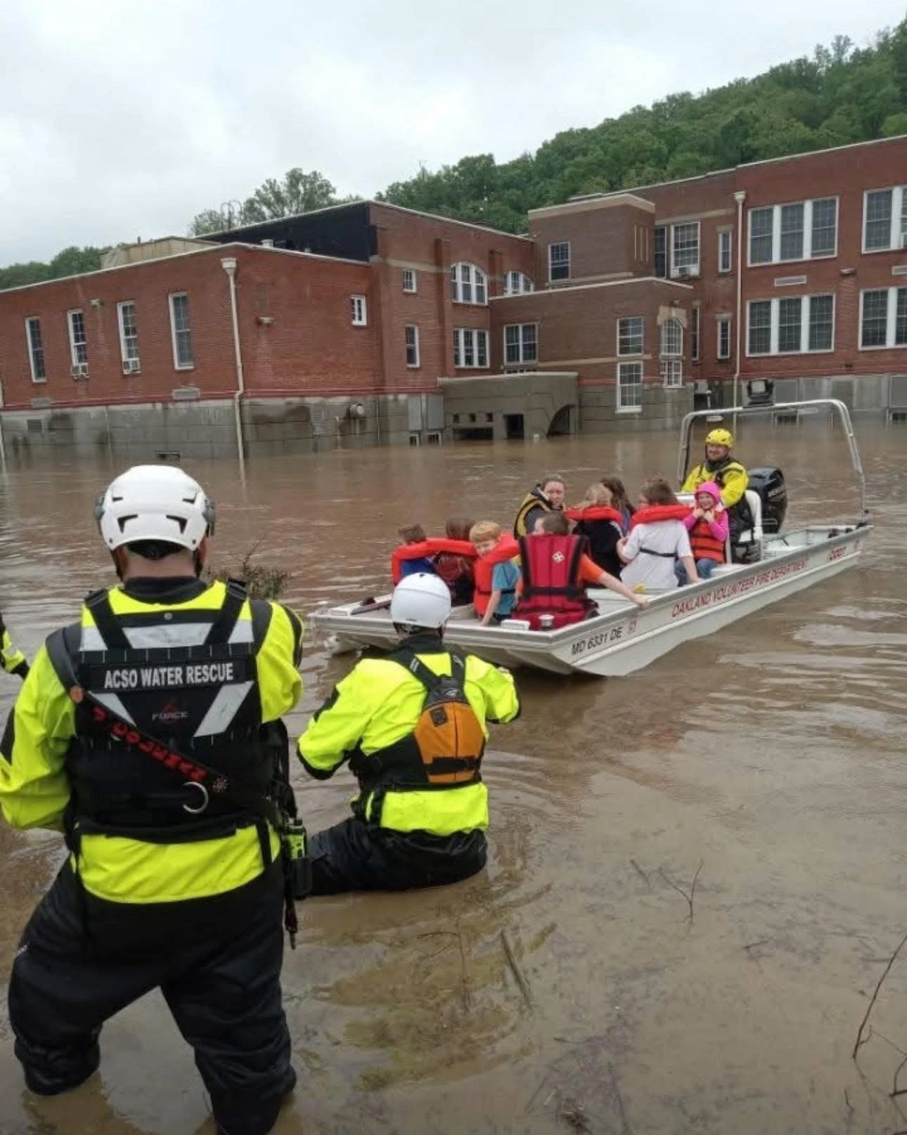 Boat rescue amid flooding Maryland on May 14, 2025