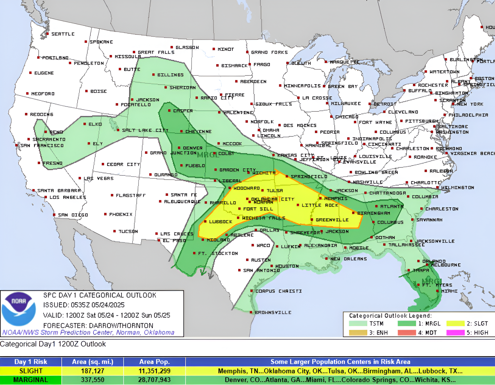Categorical outlook for May 24, 2025. Credit SPC