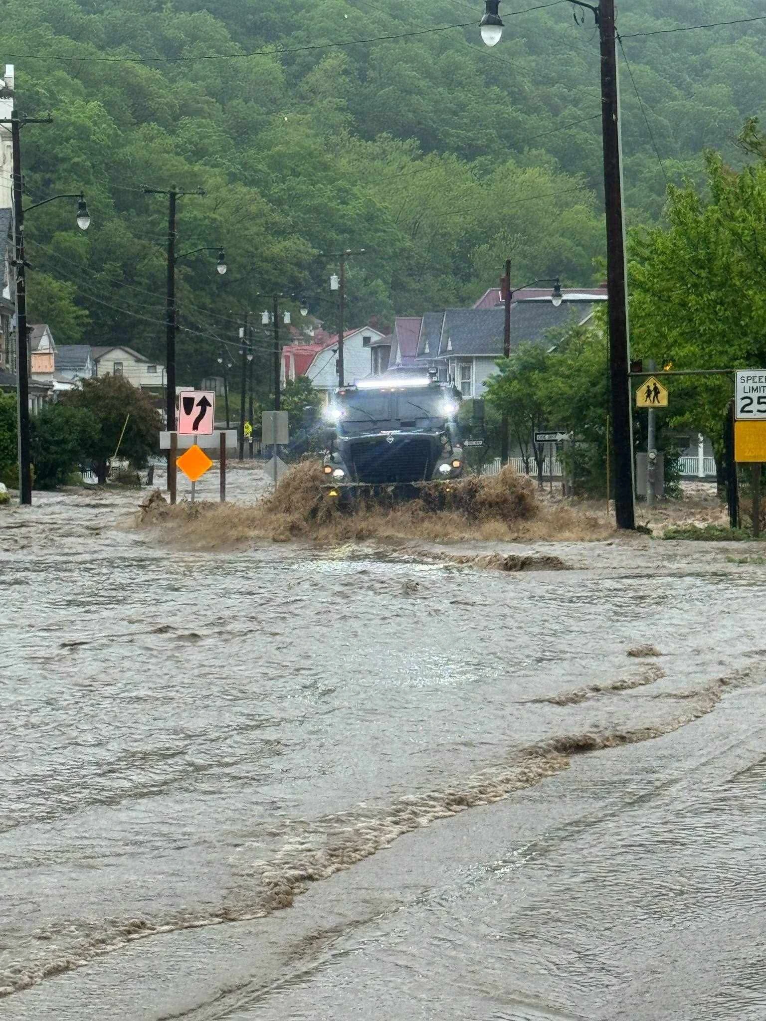 Cumberland Police department responds to Westernport floods on May 13, 2025. Credit: Cumberland Police Department