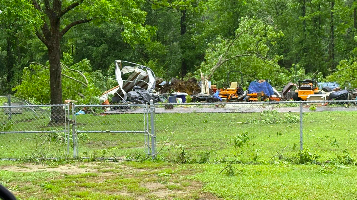 Damage caused by potential tornado touchdown in Holmes County Florida on May 11, 2025