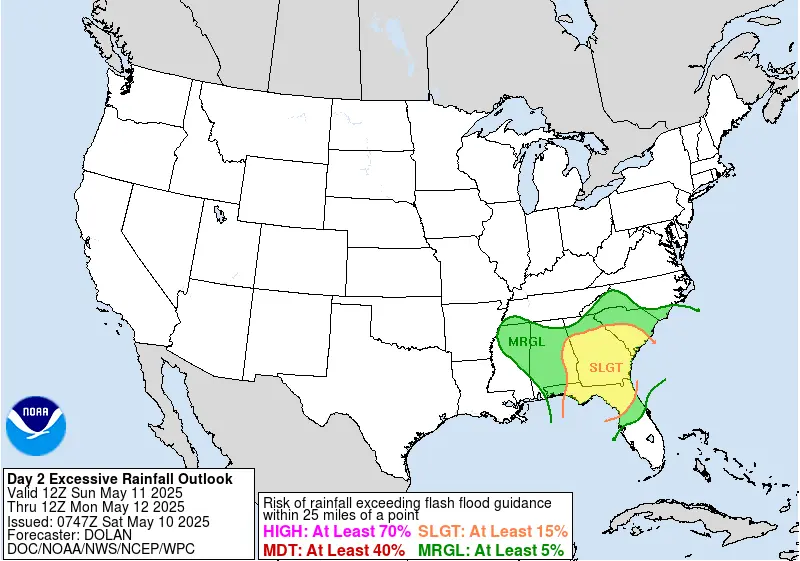 Excessive rainfall outlook on Sunday, May 11, 2025