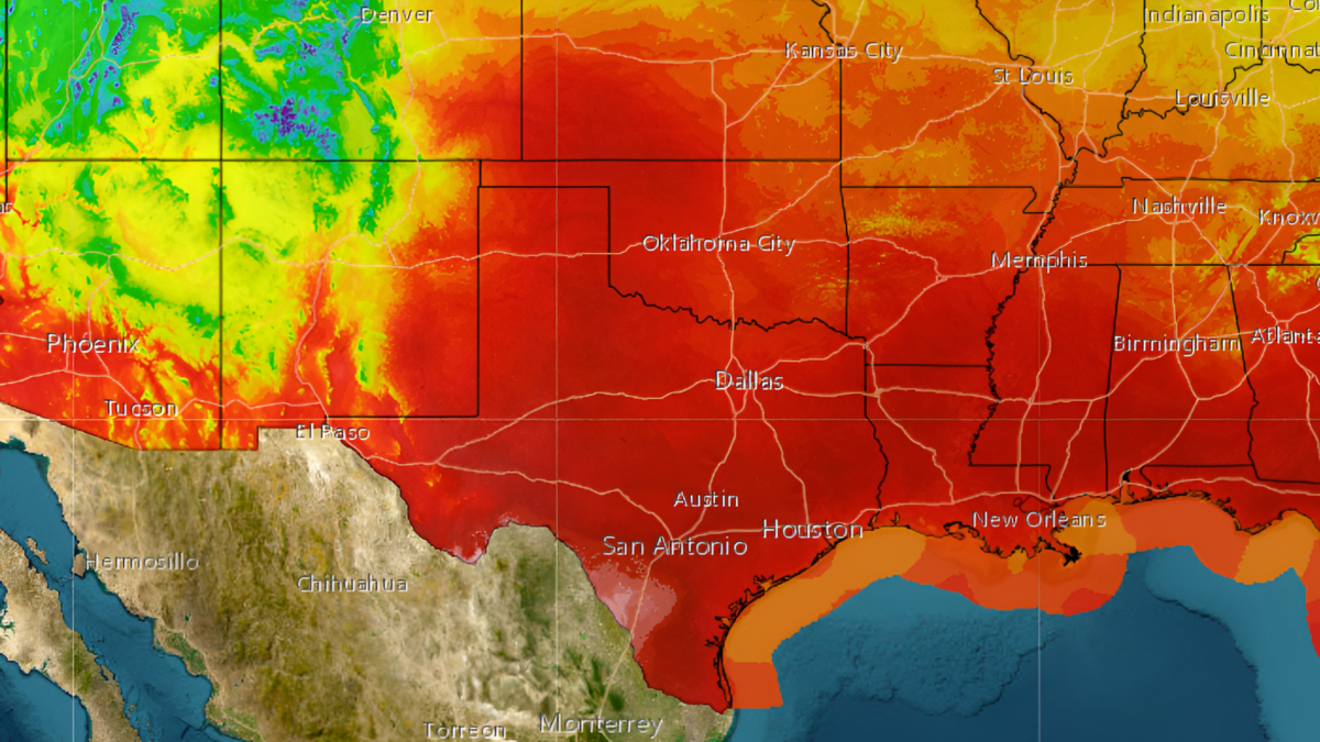 Maximum temperature forecast graphic for Texas ending at 0500 EDT on May 19, 2025