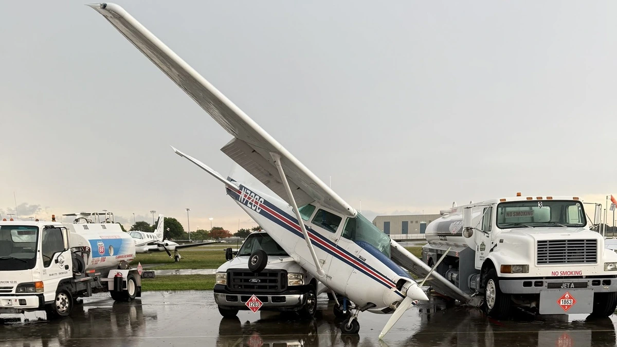 Plane tossed by damaging winds in southern Florida on Friday, May 23, 2025