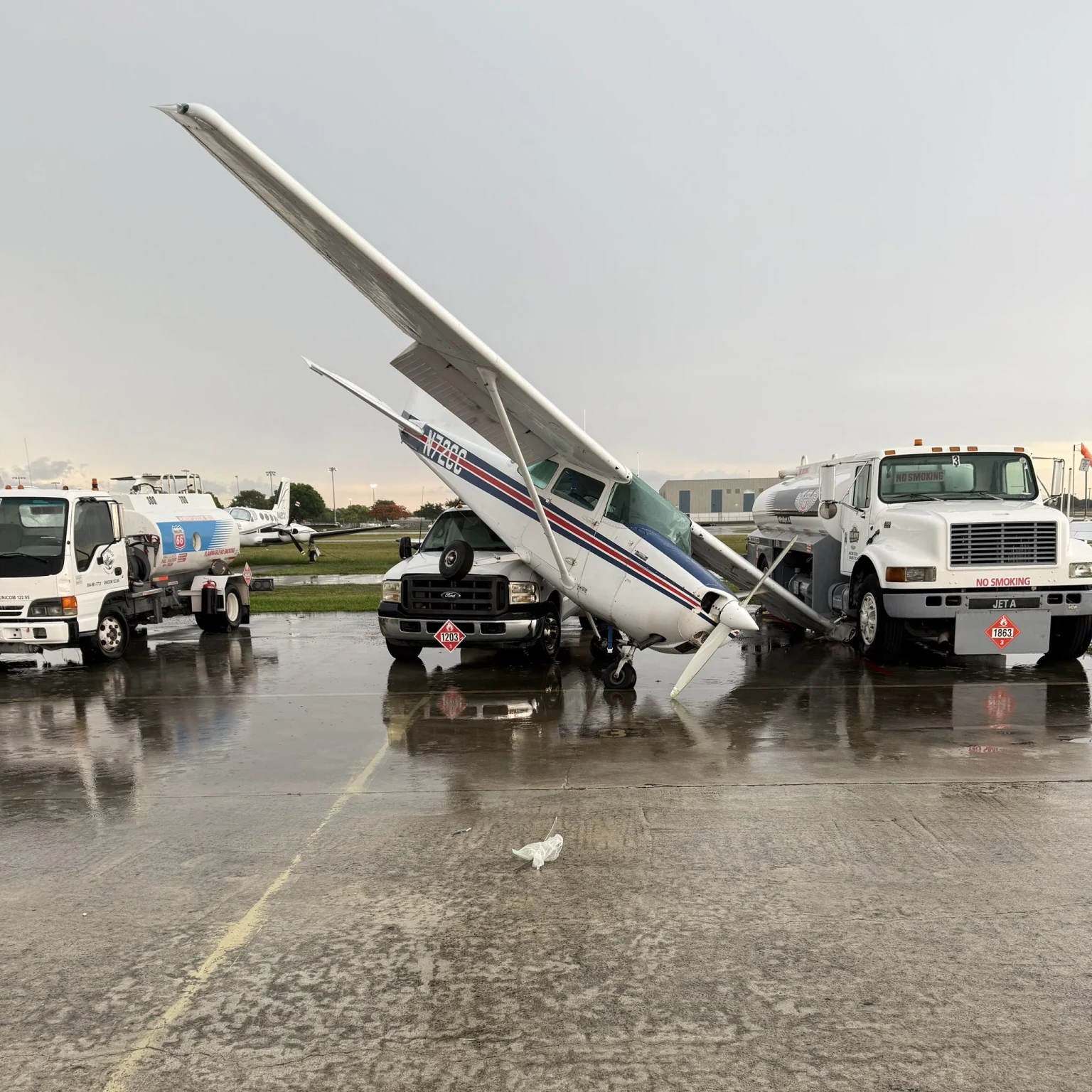 Plane tossed by strong winds at North perry Airport, Florida on May 23, 2025