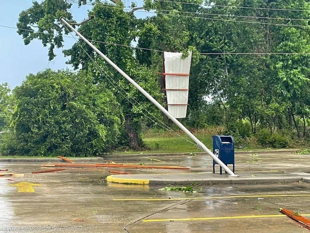 Powerline downed by tornado in Langley on Monday, May 12, 2025