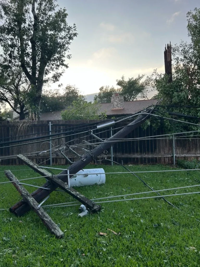 Storm damage in Austin, Texas on May 28, 2025