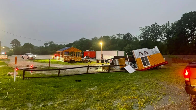 Tornado damage in Greenland, Arkansas on May 19, 2025. Credit: Washington County Sheriffs Office