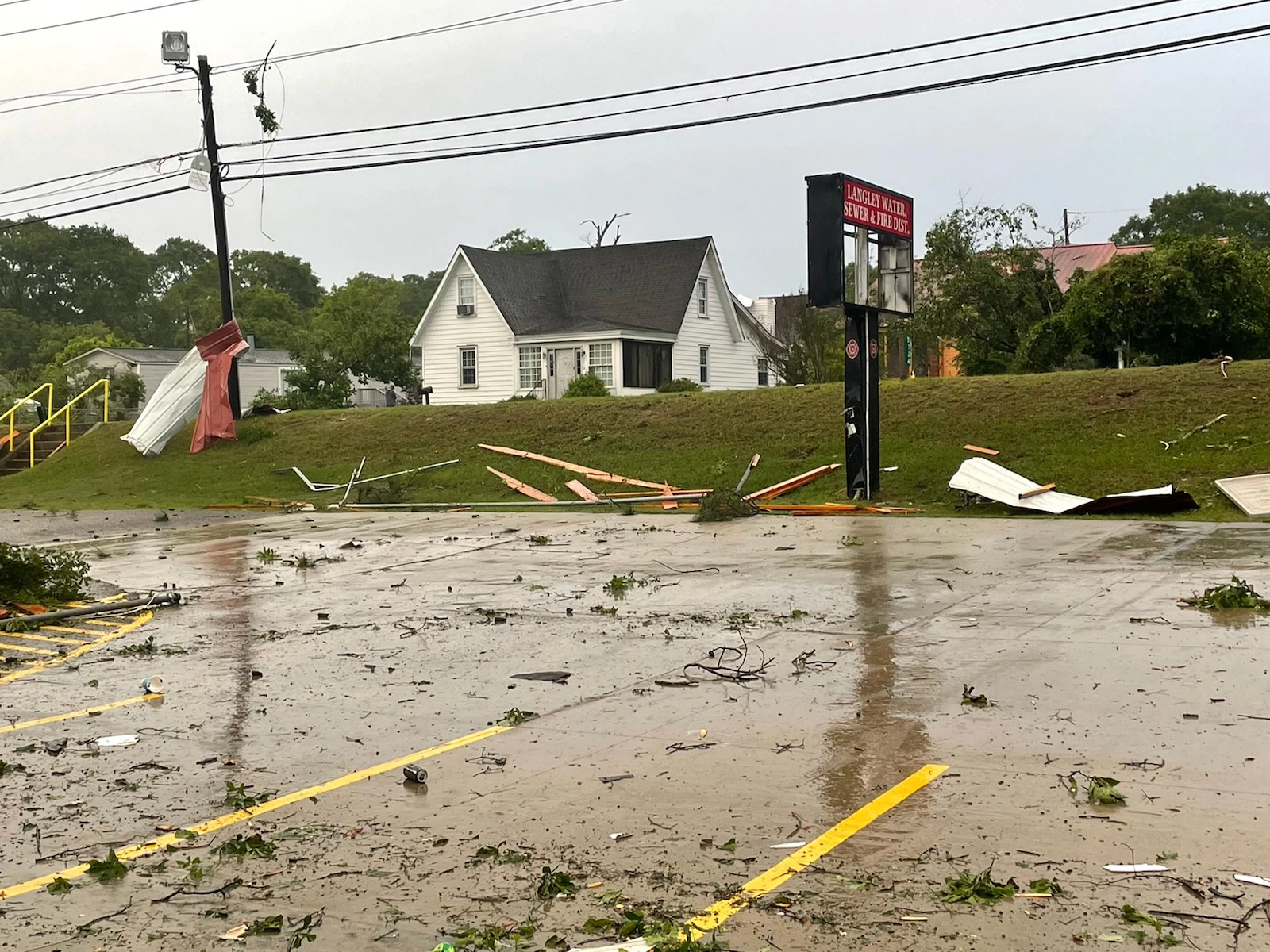 Tornado damage in Langley, South Carolina on Monday, May 12, 2025