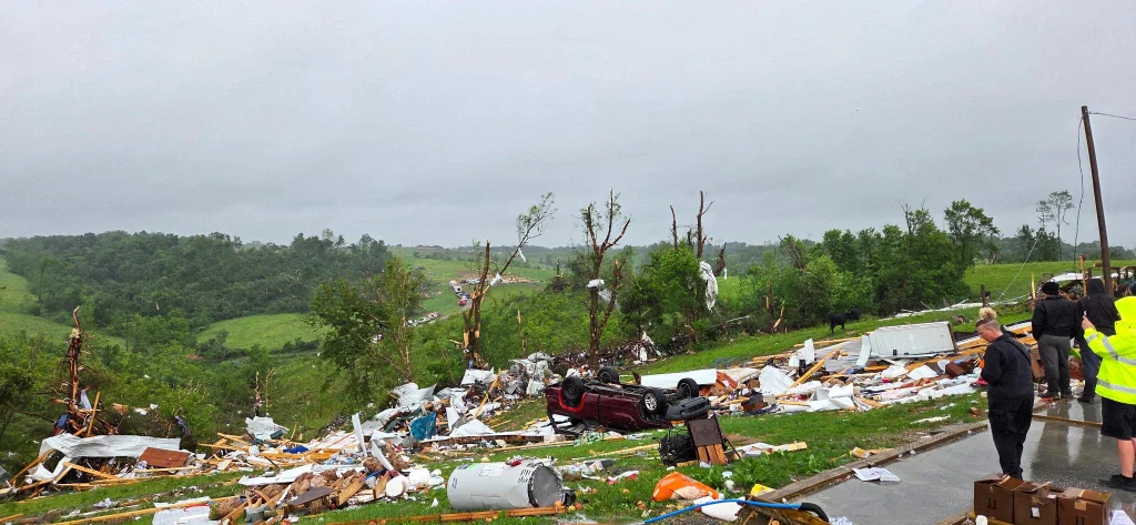 Tornado damage in Washington County, Kentucky on May 30, 2025. Credit: Washington County Sheriff's Office