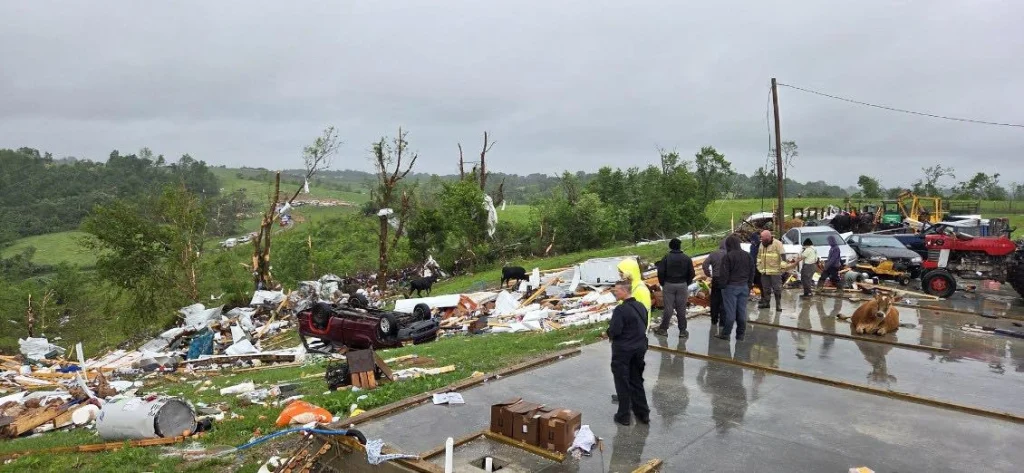 Tornado damage in Washington County, Kentucky on May 30, 2025. Credit: Washington County Sheriff's Office