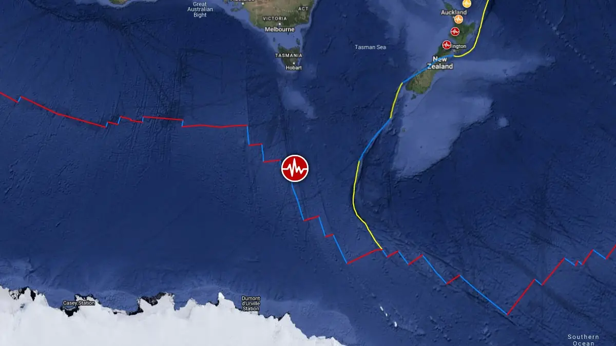 m6.1 earthquake west of macquarie island may 23 2025 location map