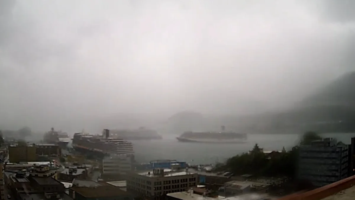 Celebrity Edge cruise drifitng away after a storm on June 17, 2025