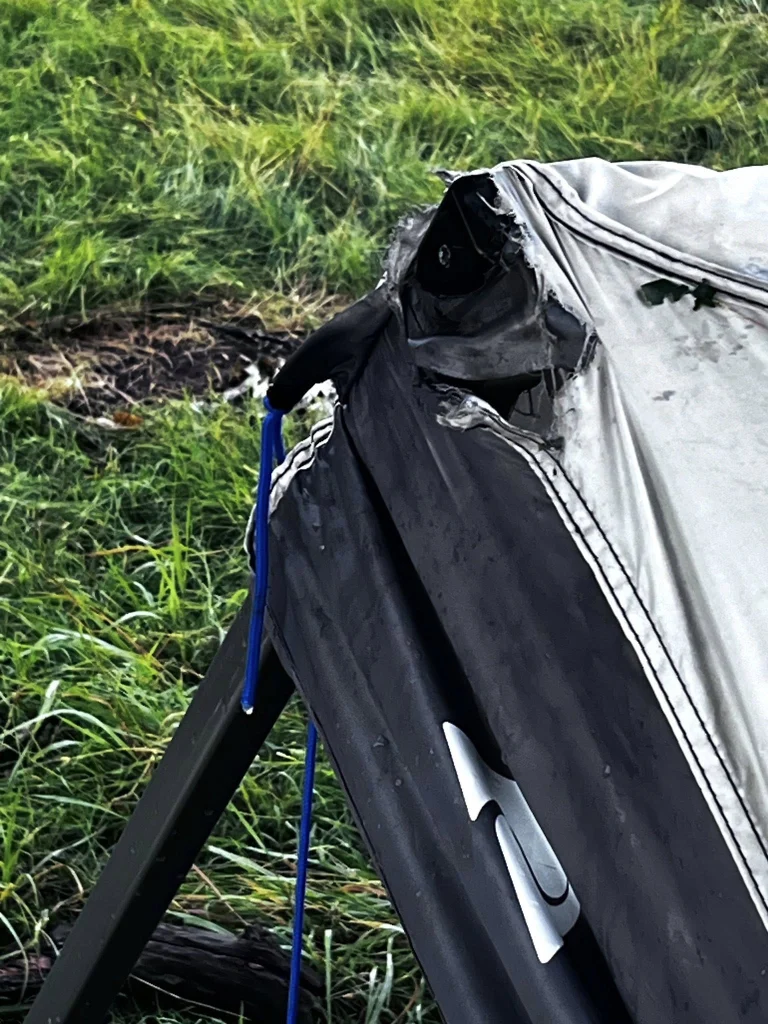 Vehicle damaged by a lightning stirk at Mustang park on Lake Benbrook, on June 1, 2025. Credit: Cresson Volunteer Fire Department