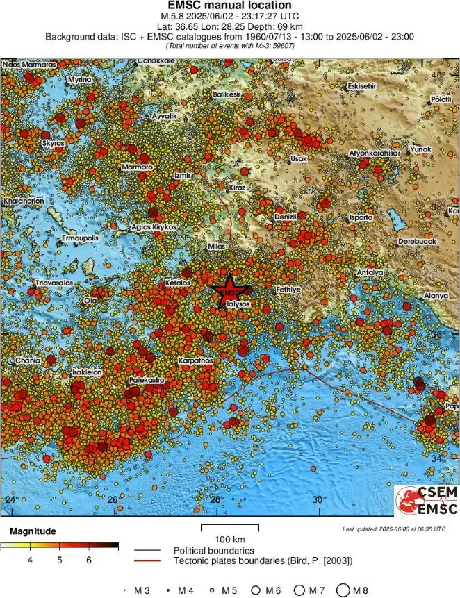 june 2 2025 m5.8 turkey earthquake emsc regional seismicity