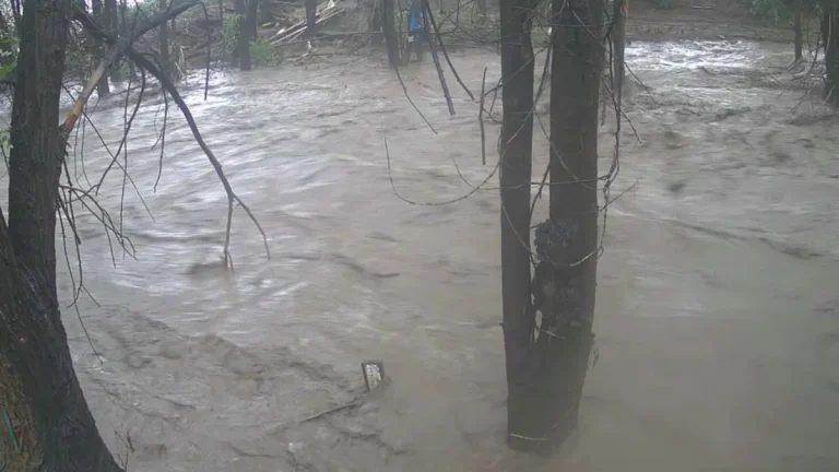 Flooding Rio Ruidoso River at Hollywood, New Mexico on July 30, 2025. Credit: USGS