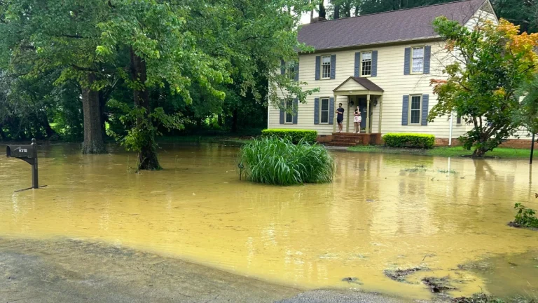 Flooding along Arch Road, Chesterfield County, Virginia on July 13, 2025. Credit: Chesterfield County Fire and EMS