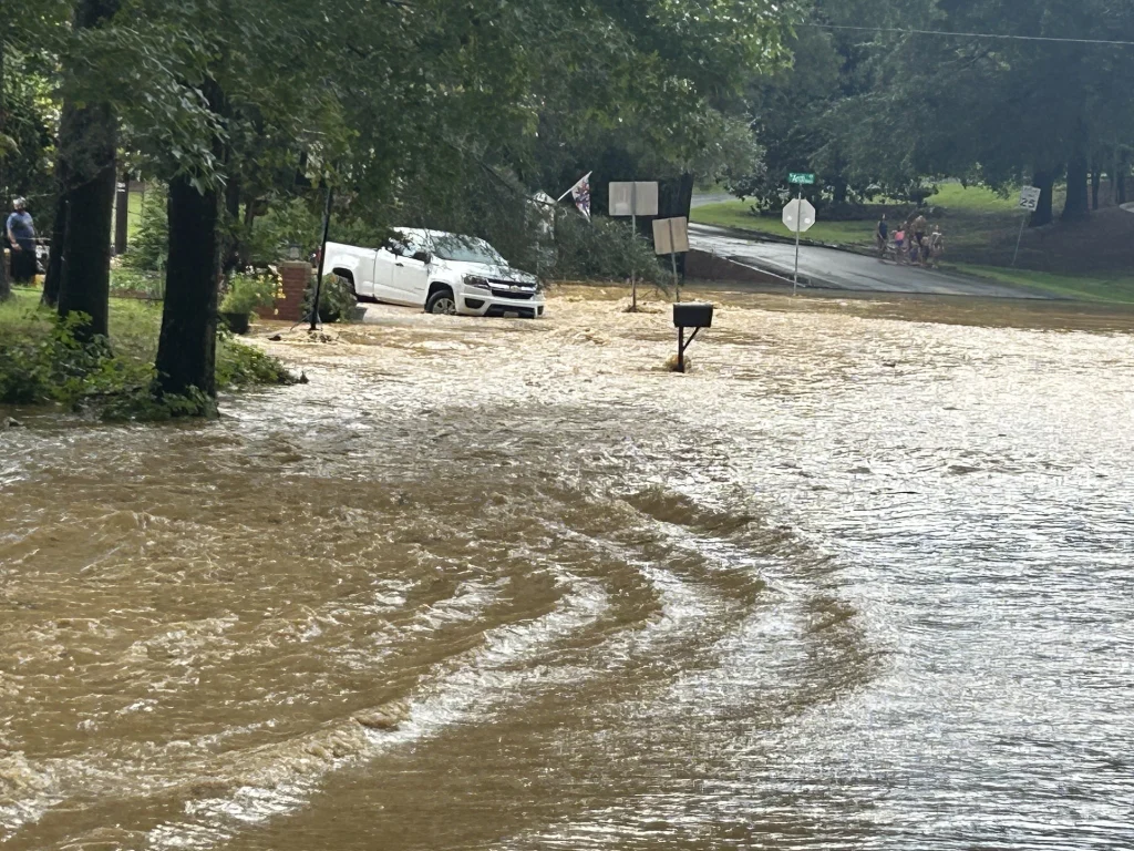 Flooding along Arch Road, Chesterfield County, Virginia on July 13, 2025. Credit: Chesterfield County Fire and EMS