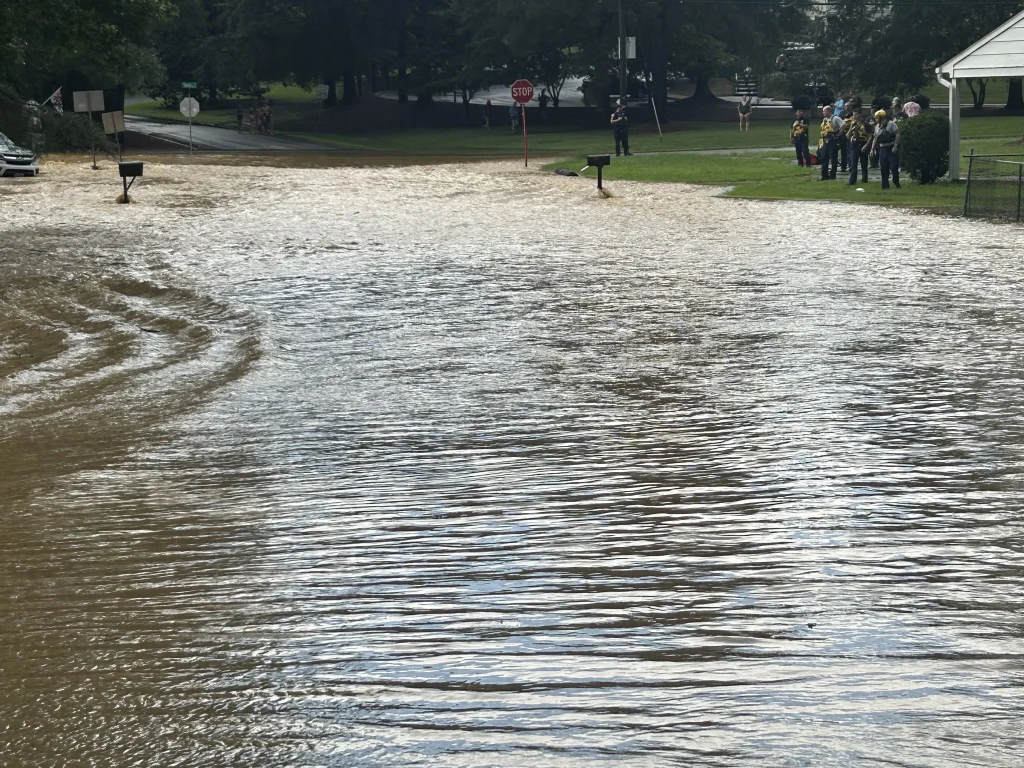 Flooding along Arch Road, Chesterfield County, Virginia on July 13, 2025. Credit: Chesterfield County Fire and EMS