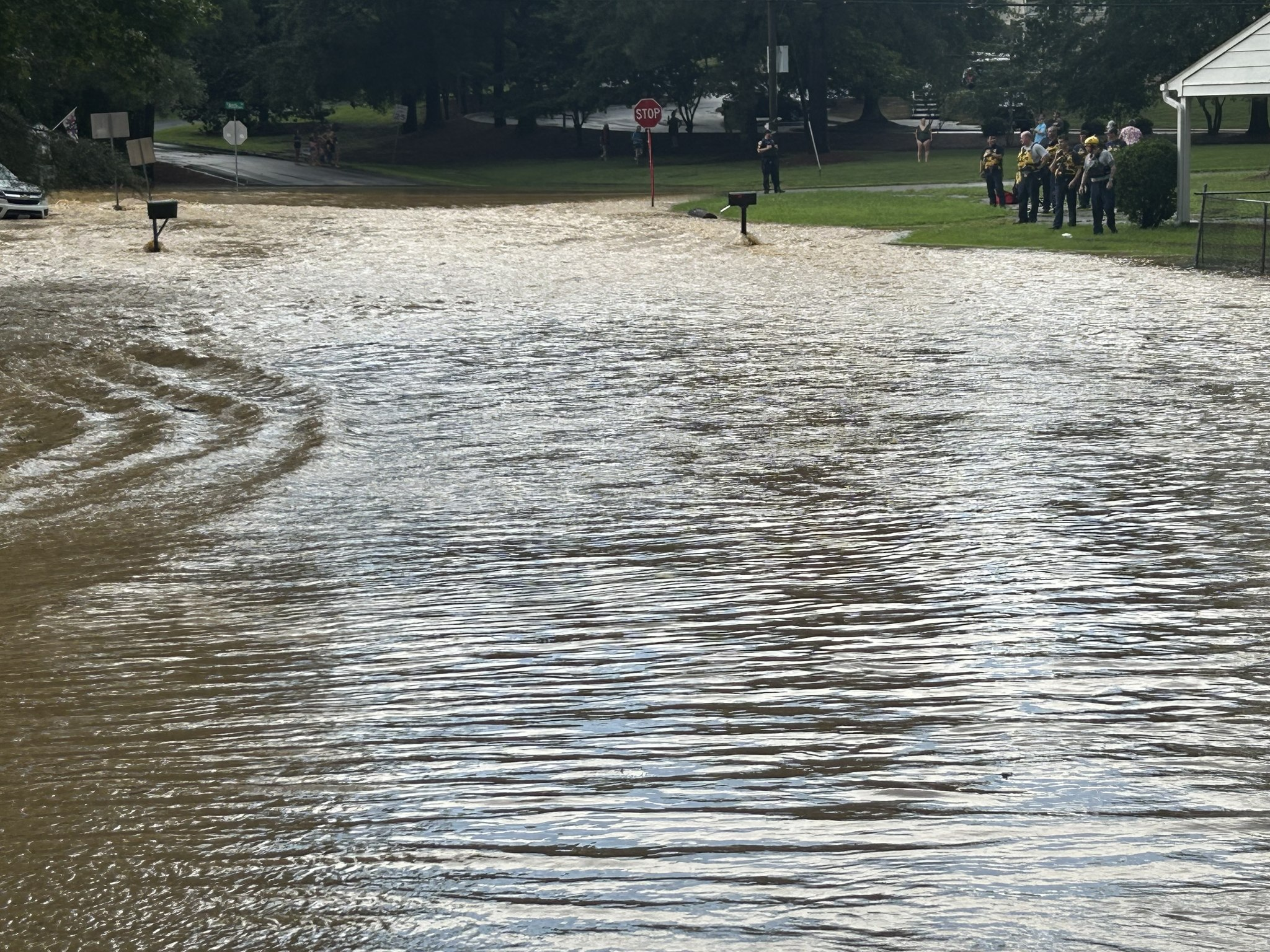 Flooding along Arch Road, Chesterfield County, Virginia on July 13, 2025. Credit: Chesterfield County Fire and EMS