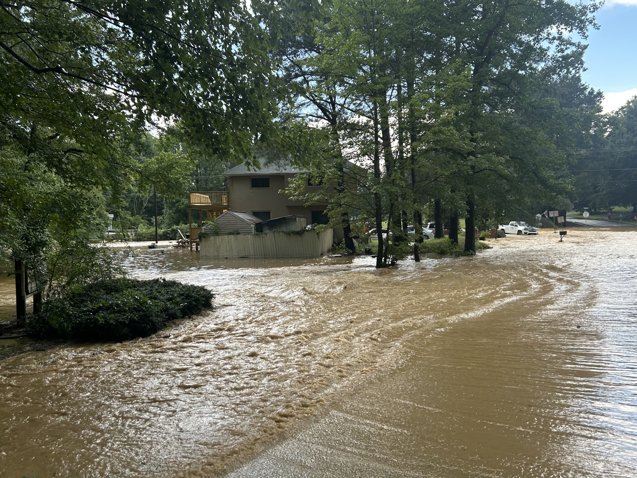 Flooding along Arch Road, Chesterfield County, Virginia on July 13, 2025. Credit: Chesterfield County Fire and EMS