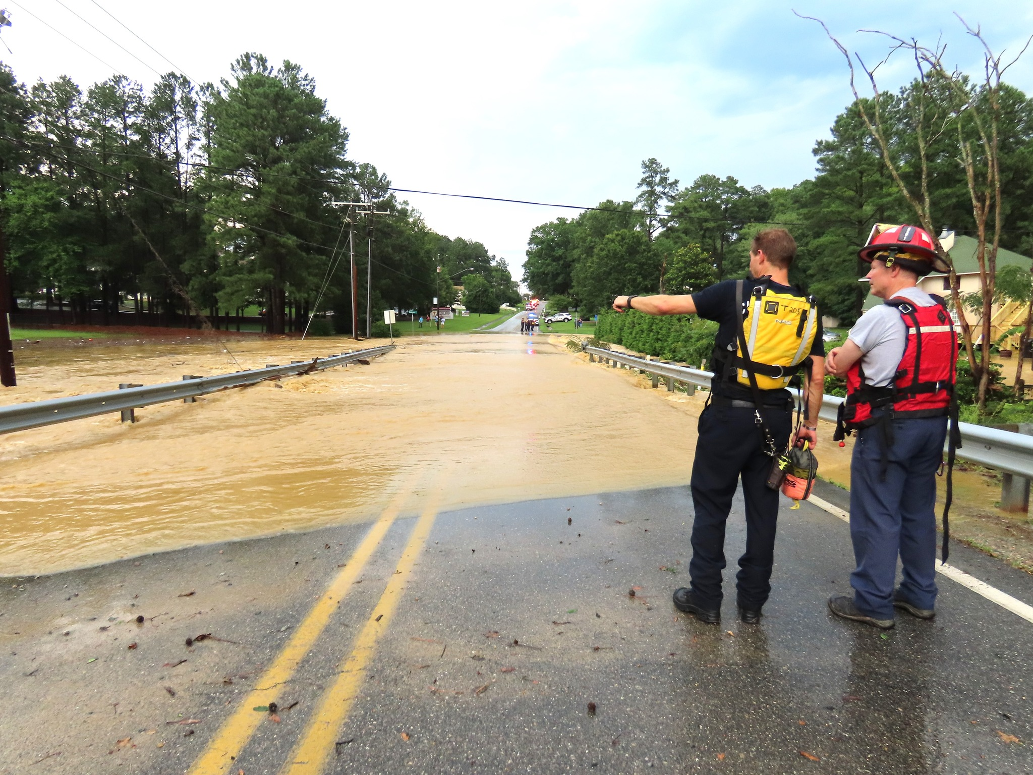 Flooding along Arch Road, Chesterfield County, Virginia on July 13, 2025. Credit: Chesterfield County Fire and EMS