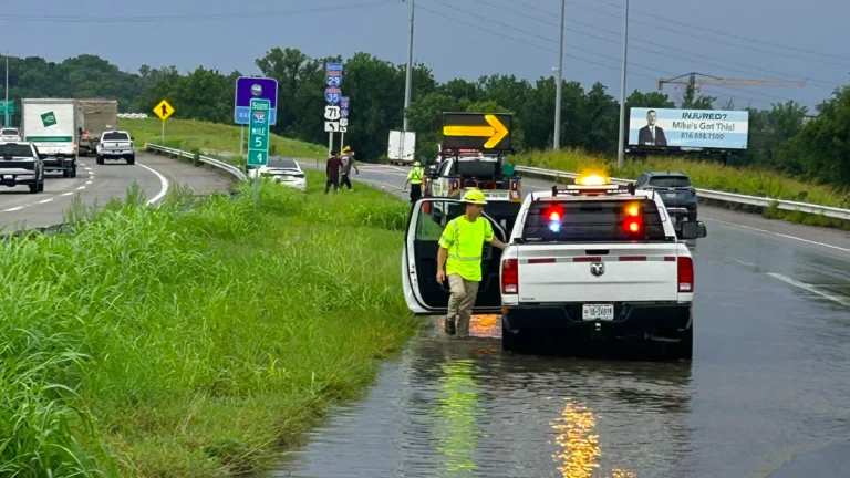 A photo of flooding on I-35 at Levee Road taken Thursday, July 17 in Missouri by Missouri State Trooper Stark of Clay County. Credit: MSHP