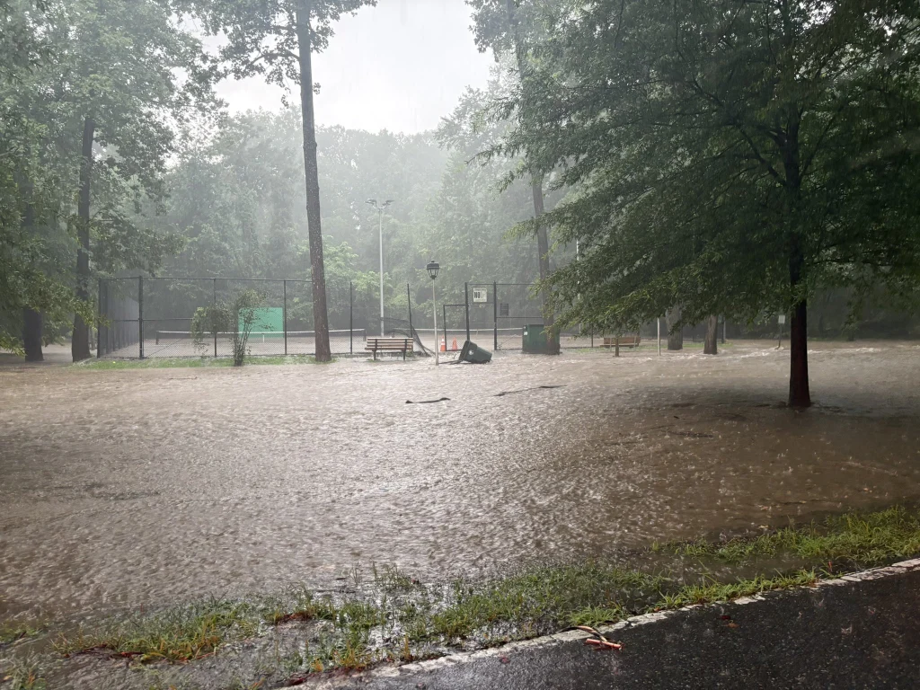 Flooding at the Sligo Creek on July 19, 2025. Credit: Maryland-National Capital Park Police