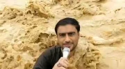 Pakistani Journalist Ali Musa Raza gets swept away by floodwaters in southern Punjab in July 2025. Credit: Ghulam Abbas