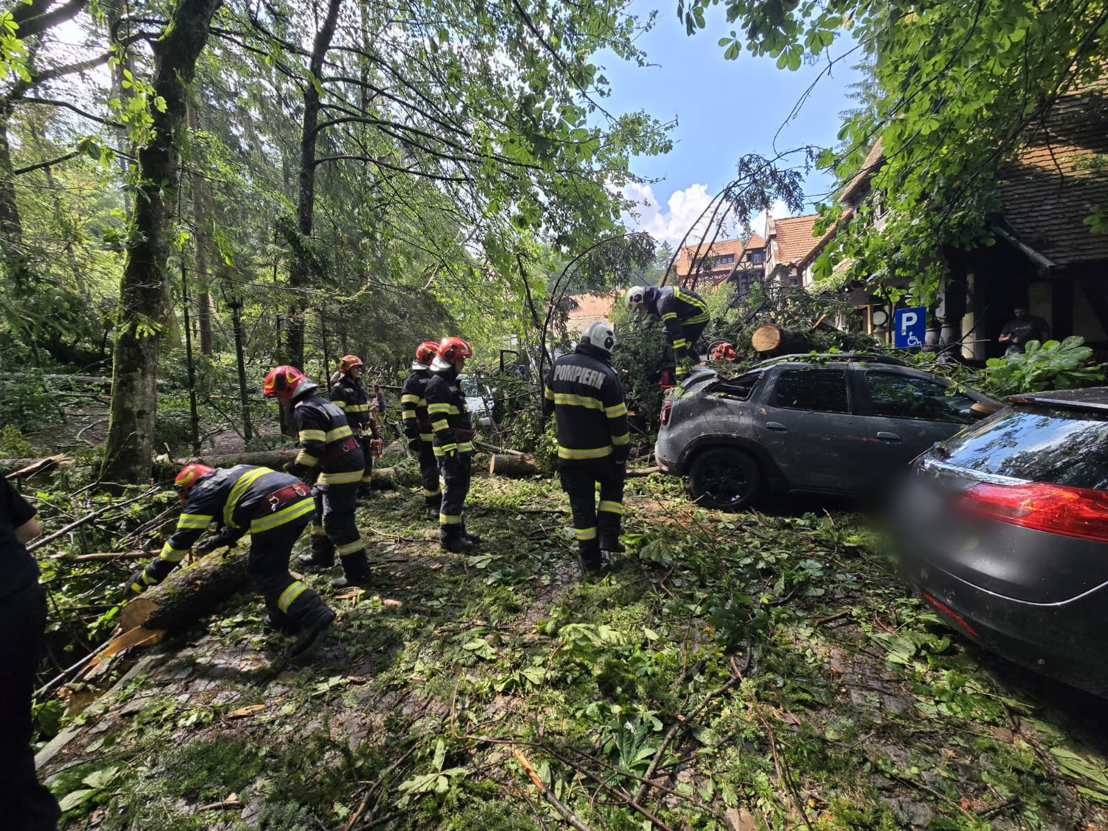 Storm damage in Sinaia, Romania on July 9, 2025. Credit: IGSU