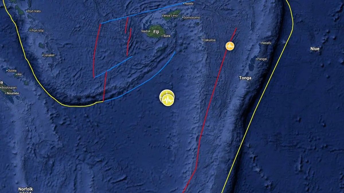 epicenter of m6.6 earthquake south of fiji islands july 29 2025