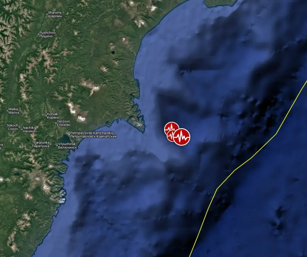 epicenter of m7.4 earthquake kamchatka russia july 20 2025 bg