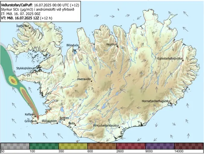 gas pollution iceland july 16 2025 12z