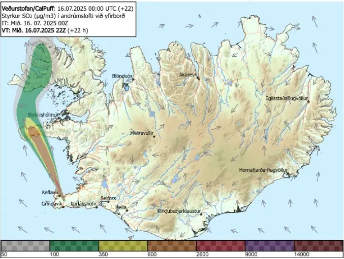gas pollution iceland july 16 2025 22z