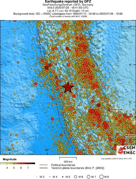 m6-5 earthquake nicobar islands july 28 2025 emsc regional seismicity