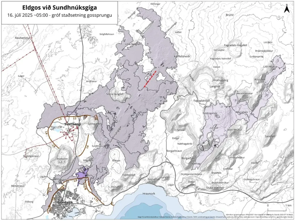 reykjanes peninsula eruption map july 16 2025
