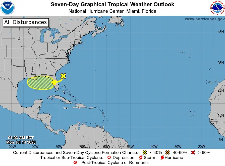 seven-day graphical tropical weather outlook nhc july 14 2025