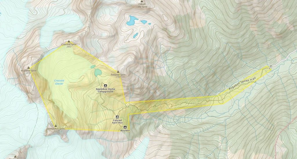 Closure map Bugaboo provincial park