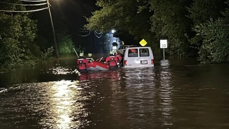 Flooded road in Tennessee on August 12 2025