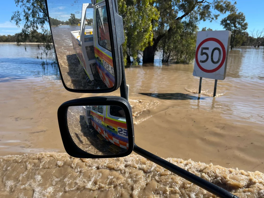 Flooding near Narrabri on August 6, 2025. Credit: NSW SES