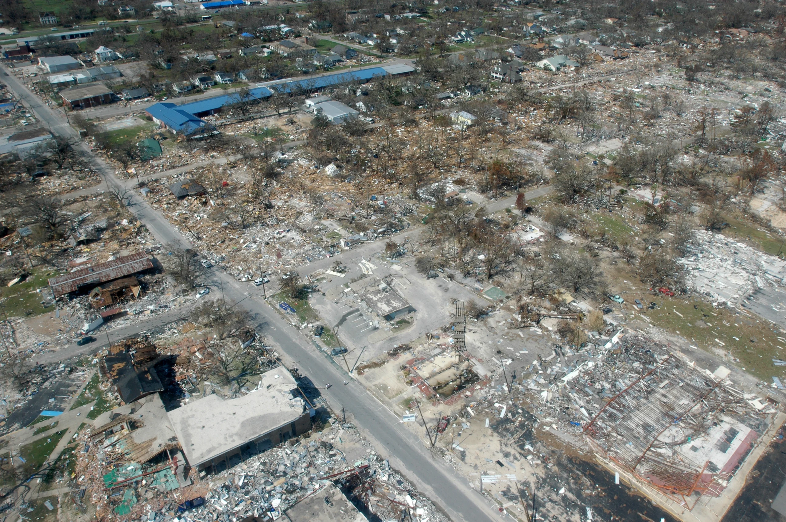 Damage to Long Beach, Mississippi following Hurricane Katrina. Credit: FEMA