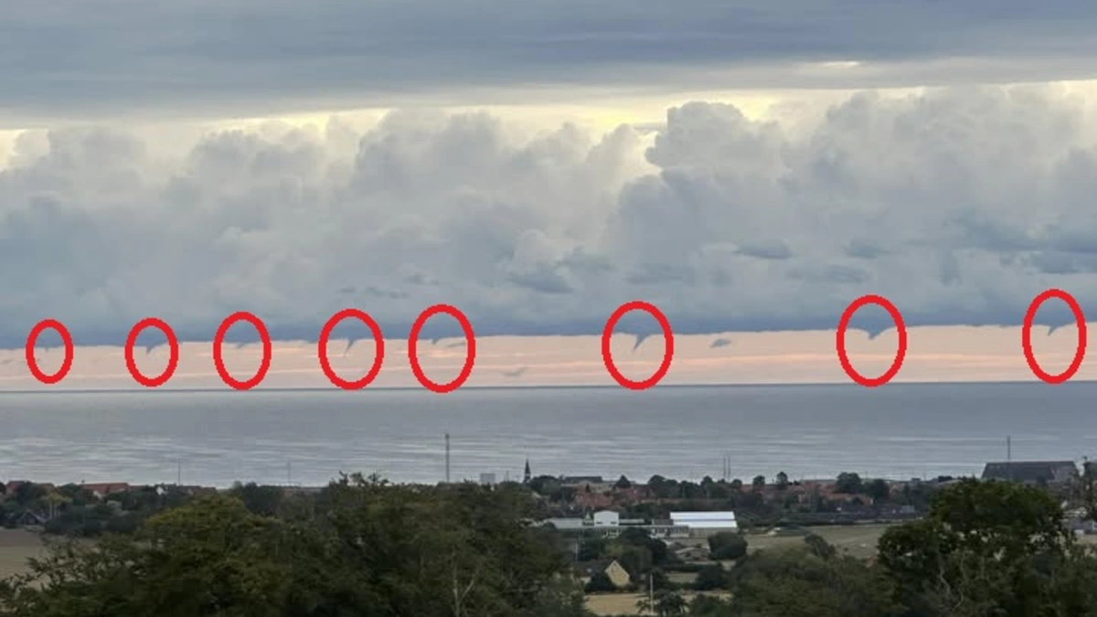 Rare octuplet waterspouts spotted over the Baltic Sea on August 21, 2025