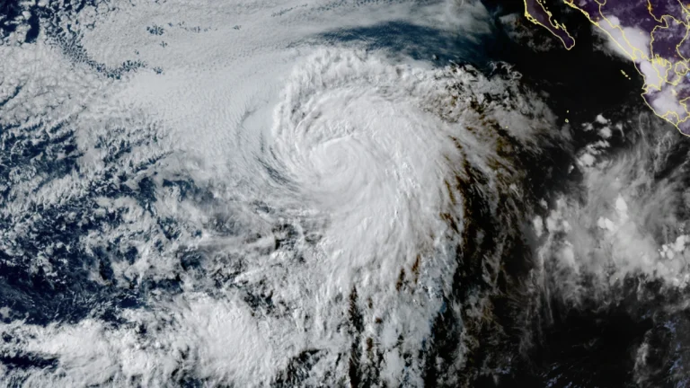 Satellite image of Tropical Storm Gil at 01:40 UTC on August 2, 2025. Credit: Goes-18, RAMMB/CIRA, The Watchers